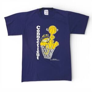 Vintage UCONN Connecticut Basketball Garfield NCAA Swingster T Shirt S Huskies